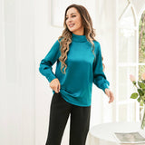 Silk Blouses For Women 100% Stand Collar Office Silk Shirts