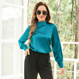 Silk Blouses For Women 100% Stand Collar Office Silk Shirts
