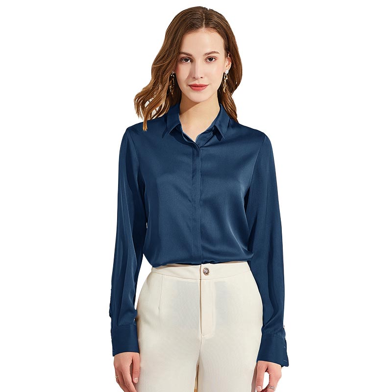 Silk Blouses For Women Long Sleeve Silk Button Shirts