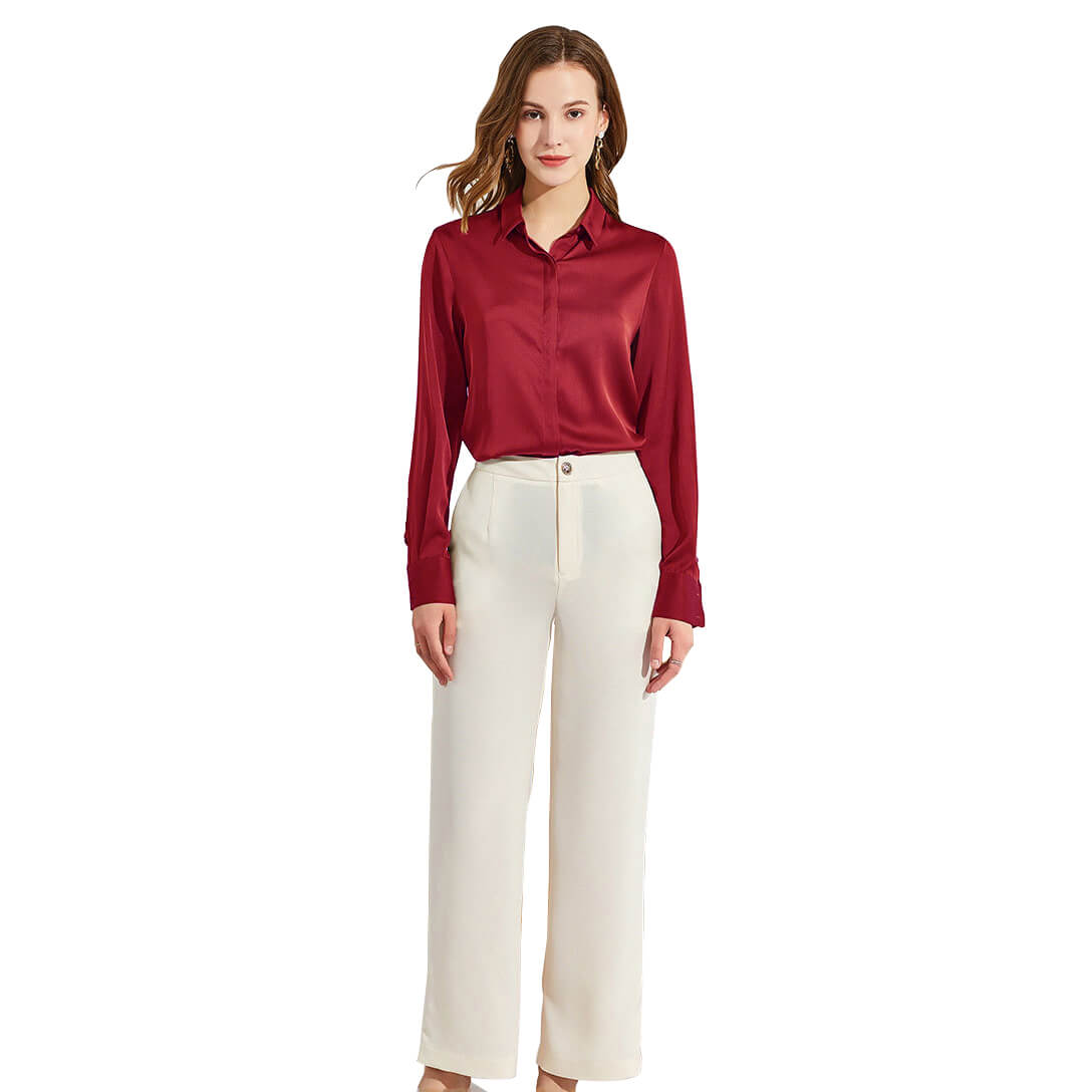 Silk Blouses For Women Long Sleeve Silk Button Shirts