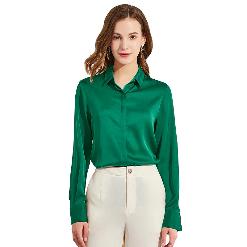 Silk Blouses For Women Long Sleeve Silk Button Shirts