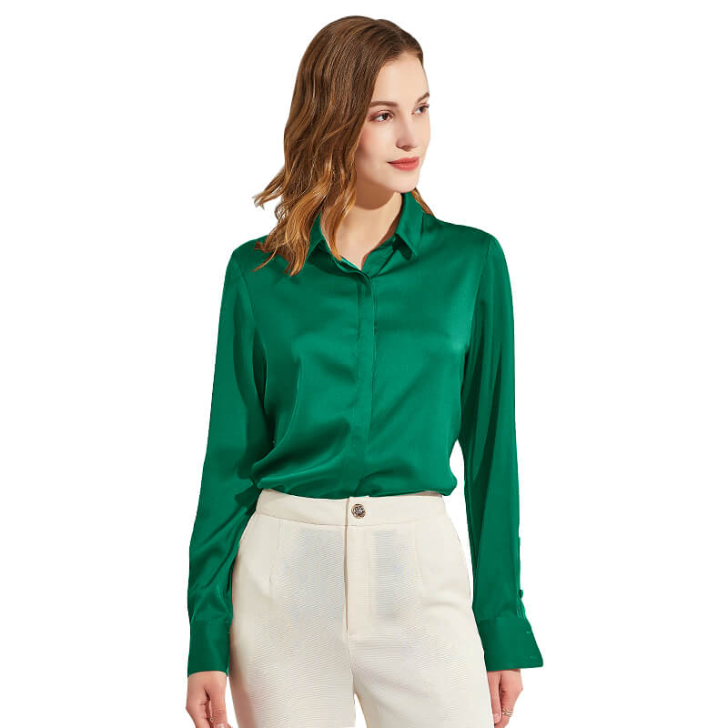 Silk Blouses For Women Long Sleeve Silk Button Shirts