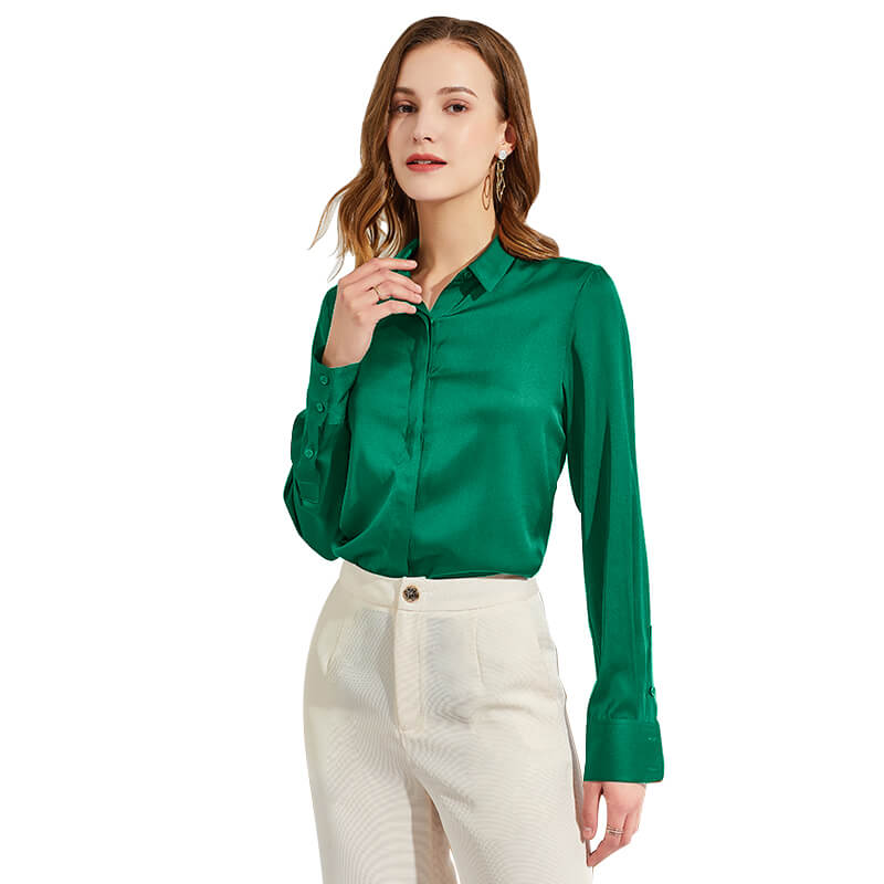 Silk Blouses For Women Long Sleeve Silk Button Shirts