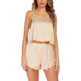 Silk Camisole And Shorts Set For Women Sexy Silk Cami Set