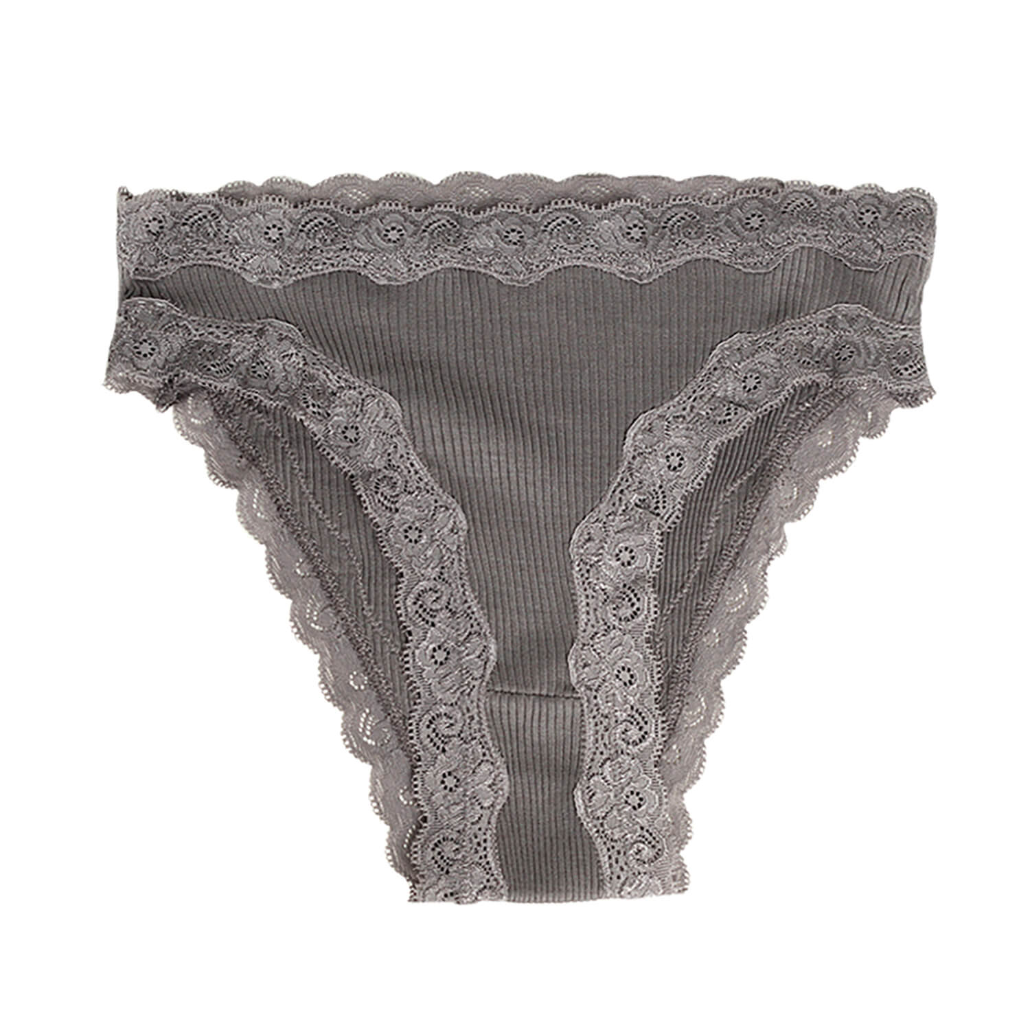 Silk panties women's lace ribbed mulberry silk mid - waist briefs