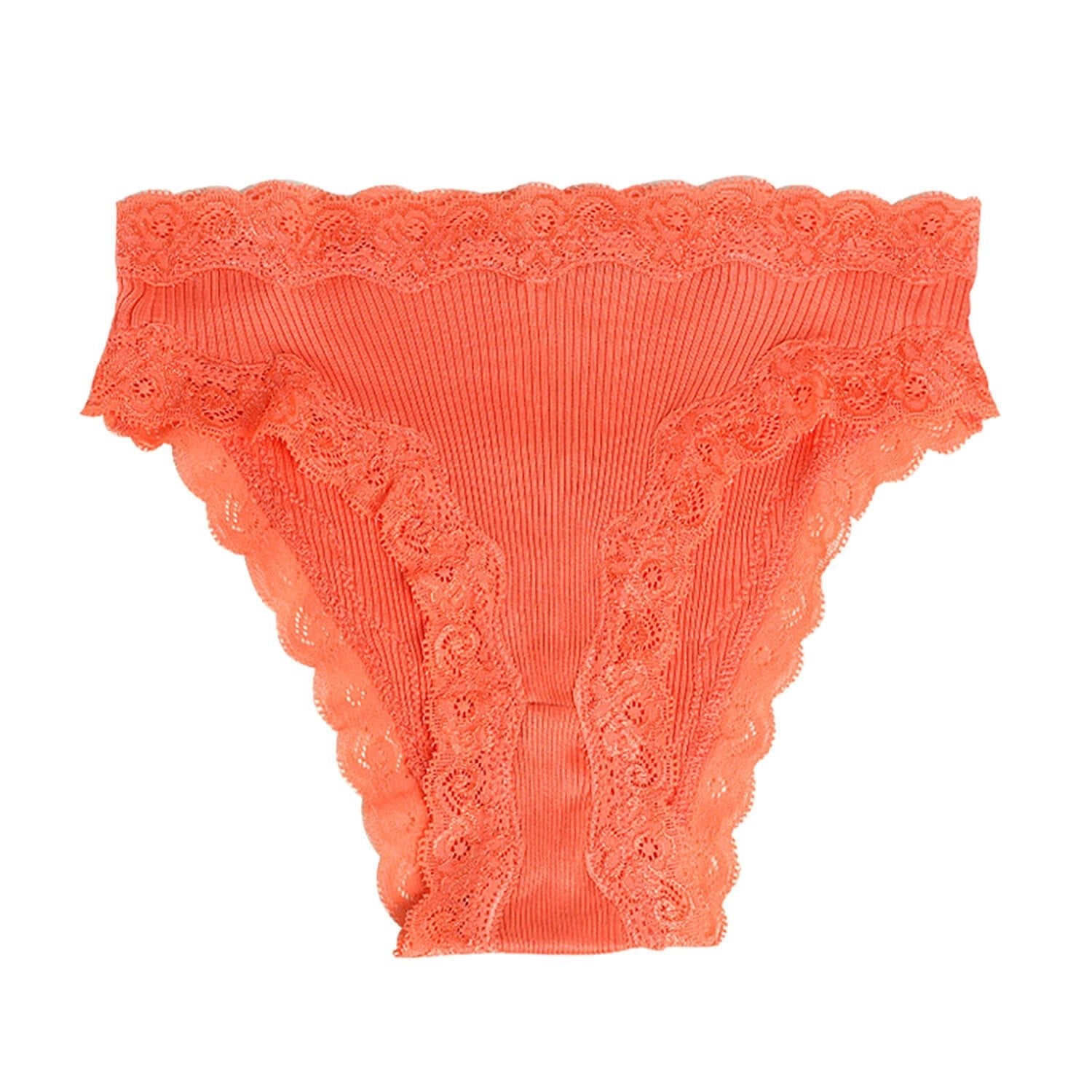 Silk panties women's lace ribbed mulberry silk mid - waist briefs