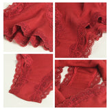Silk panties women's lace ribbed mulberry silk mid - waist briefs