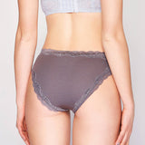 Silk panties women's lace ribbed mulberry silk mid - waist briefs