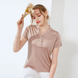 Silk Top Women's Short - sleeved Silk Knitted Bottoming Shirt Coffee S