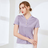 Silk Top Women's Short - sleeved Silk Knitted Bottoming Shirt Claret S