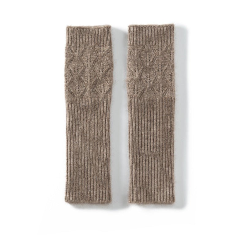 Soft Cable Fingers Free Fingerless Cashmere Knit Gloves Cashmere Wrist Protection