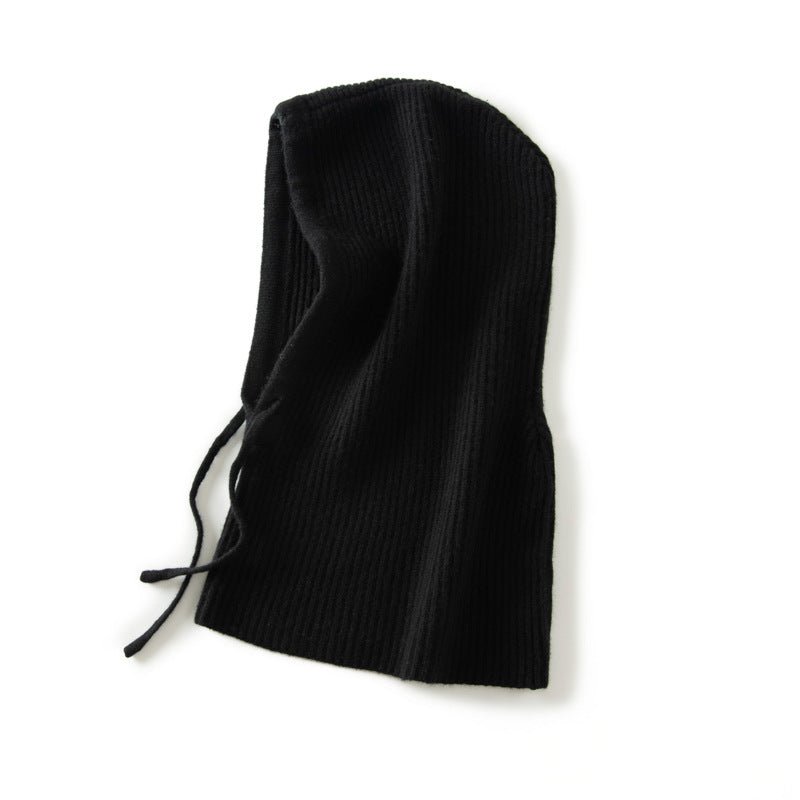 Solid Cashmere Balaclava Cashmere Knitted Hood Hat for Women and Men Two uses