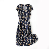 Summer Silk Floral Dress 100% Mulberry warp pure silk dresses