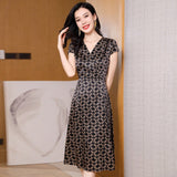 Summer Silk Floral Dress for Women a line pure silk Guest Party Dress