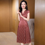 Summer Silk Floral Dress for Women a line pure silk Guest Party Dress