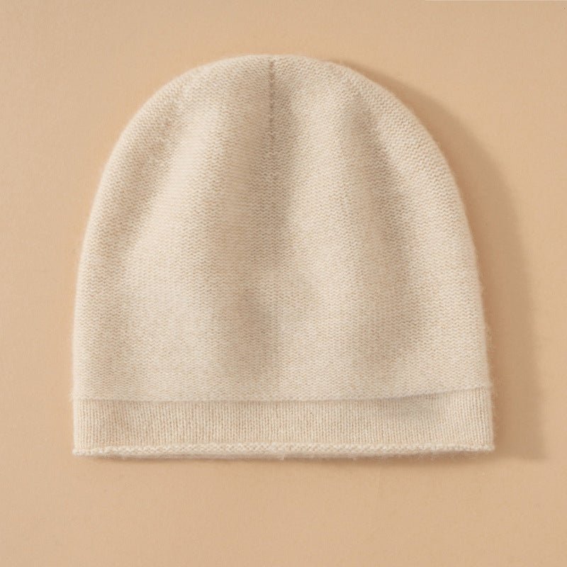 Unisex Pure Cashmere Knit Cap Cashmere Beanie Hat Curl Edge