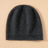 Unisex Pure Cashmere Knit Cap Cashmere Beanie Hat Curl Edge