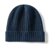 Unisex Ribbed Knit Cashmere Hats Warm Deep Cashmere Beanie