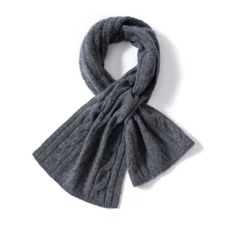 Unisex Short Cable Knit Cashmere Scarf Cashmere Crossover Wrap
