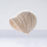 Warm Cashmere Knit Hat Cable Cloche Cashmere Beanie Rib Edge