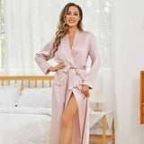 Women Long Silk Robes 100% Mulberry Pure Silk Bathrobe