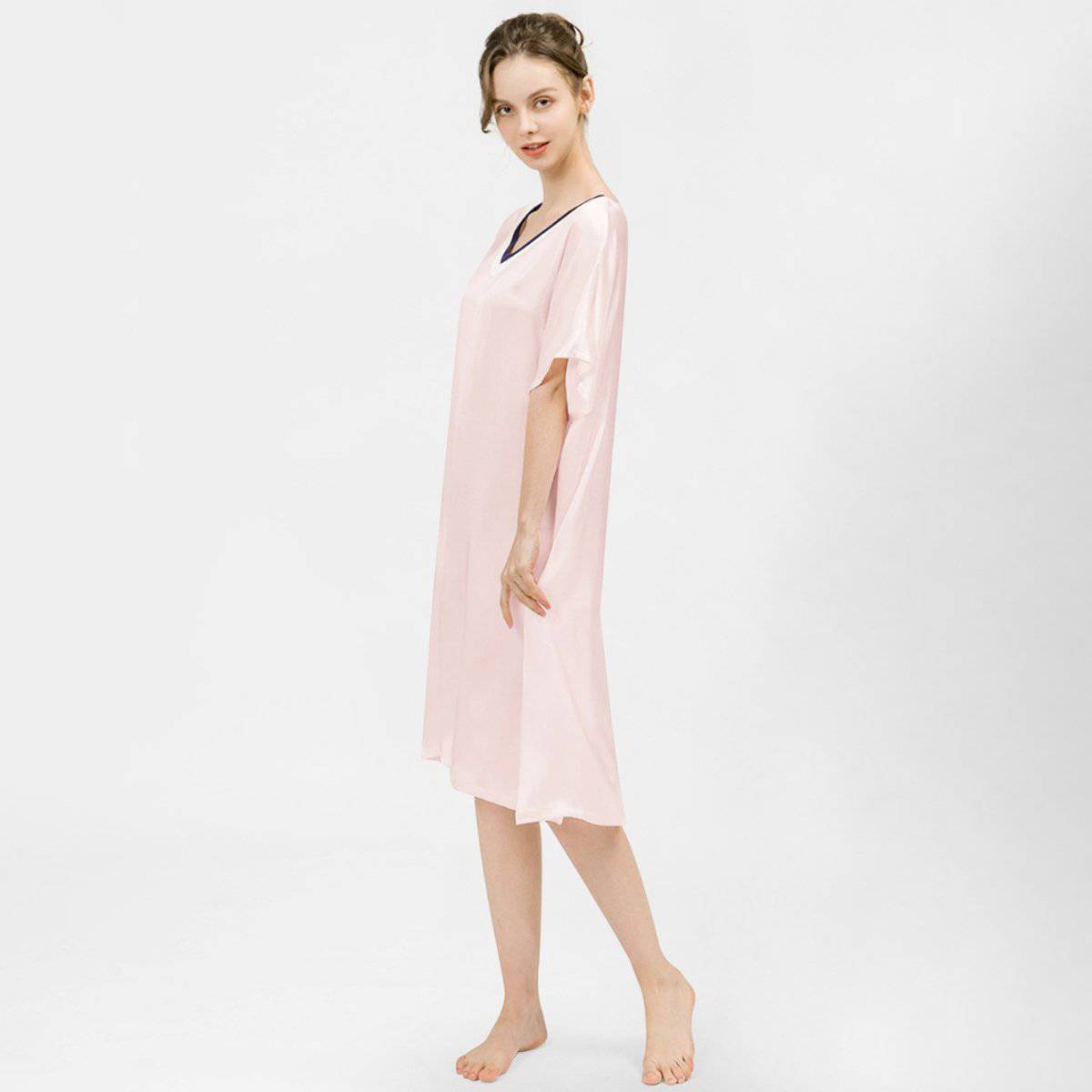 Women Pure Silk Nightdress V Neck 100% Silk Sleepwear