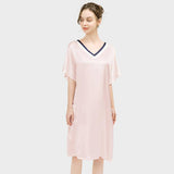 Women Pure Silk Nightdress V Neck 100% Silk Sleepwear