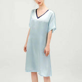 Women Pure Silk Nightdress V Neck 100% Silk Sleepwear