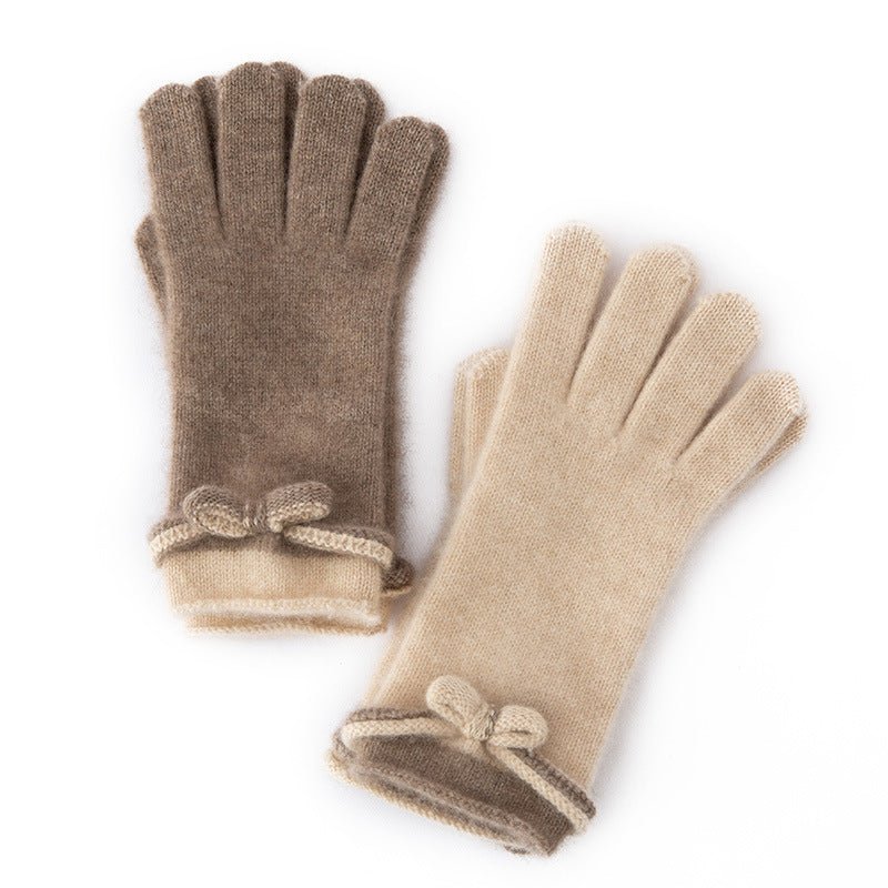 Womens 100% Cashmere Gloves with Bow Cashmere Dress Gloves