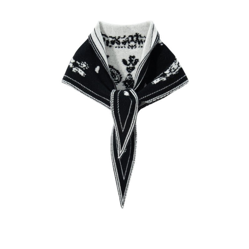 Womens 100% Cashmere Scarf Striped Cashmere Triangle Scarf for Fall Winter Mix Colors