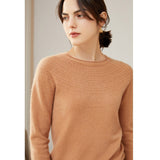 Womens Cashmere Pointelle Yoke Sweater Hollow - out Crewneck Sweater