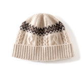Womens Cable Knit Cashmere Hat Fair Isle Cashmere Beanie