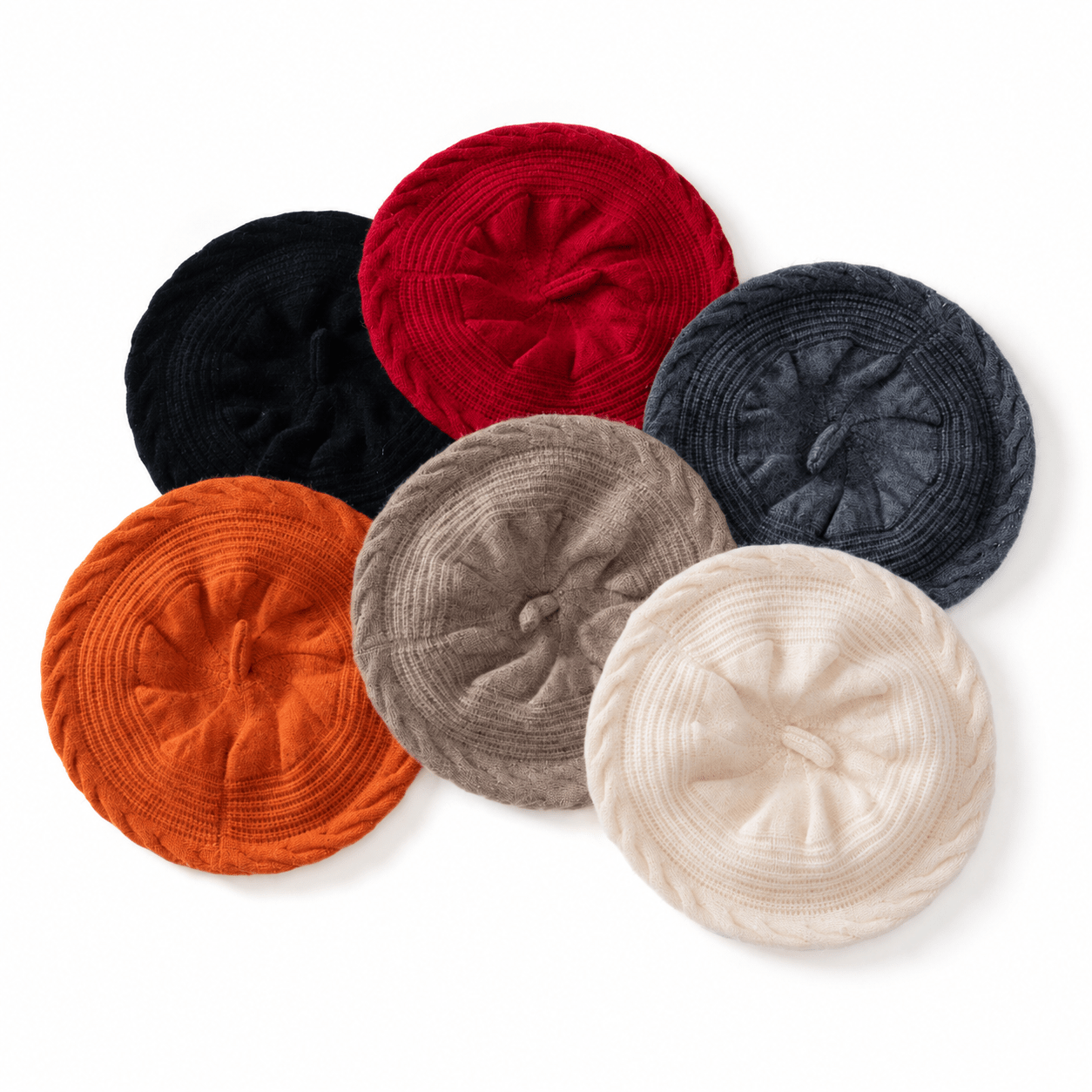 Womens Cashmere Beret Cashmere Slouchy Hat with Ribbed Band Multi Colors Claret M