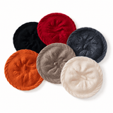 Womens Cashmere Beret Cashmere Slouchy Hat with Ribbed Band Multi Colors Claret M