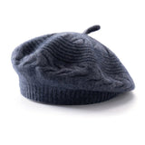 Womens Cashmere Beret Cashmere Slouchy Hat with Ribbed Band Multi Colors Grey M
