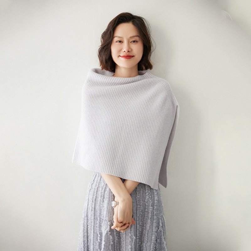 Womens Cashmere Knit Shawl Wrap Asymmetric Cashmere Shoulder Cape Off White One Size Fits Most