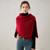Womens Cashmere Knit Shawl Wrap Asymmetric Cashmere Shoulder Cape Red One Size Fits Most