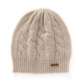 Womens Cashmere Knitted Beanie Cashmere Chunky Hat Warm Ear Protection Hat