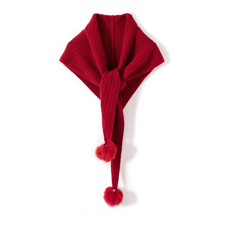 Womens Cashmere Scarf with Pom Cashmere Neck Scarf Plush Pom Ends