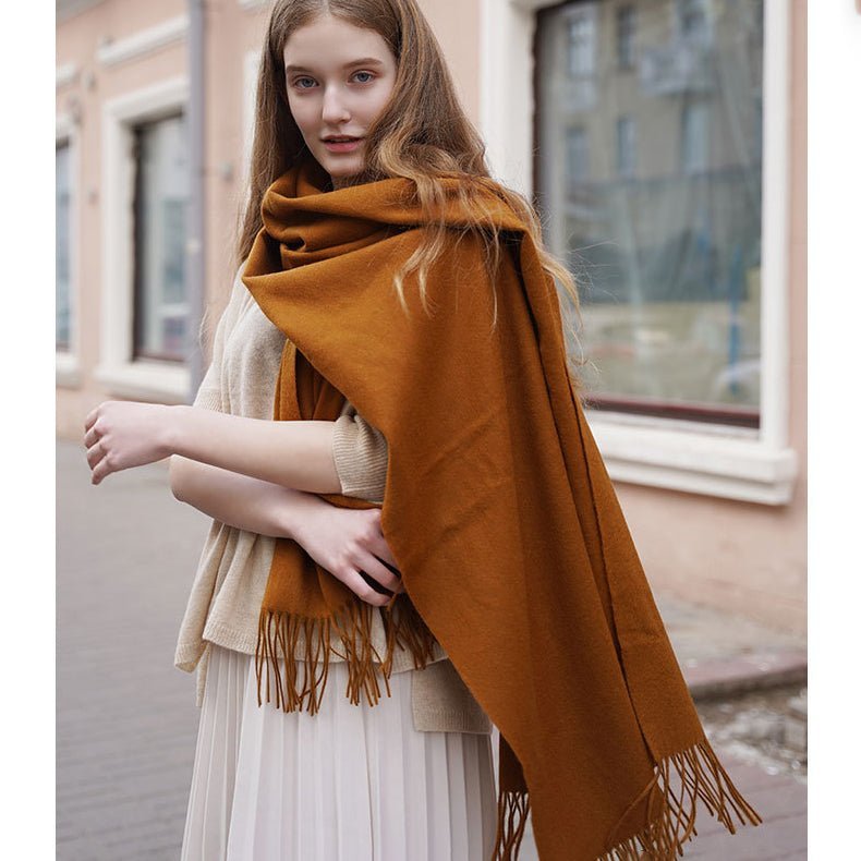 Womens Cashmere Shawl And Wraps Large Cashmere Scarf With Fringe Camel - 1 XL
