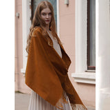 Womens Cashmere Shawl And Wraps Large Cashmere Scarf With Fringe Camel - 1 XL