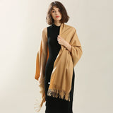 Womens Cashmere Shawl And Wraps Large Cashmere Scarf With Fringe Camel - 1 XL