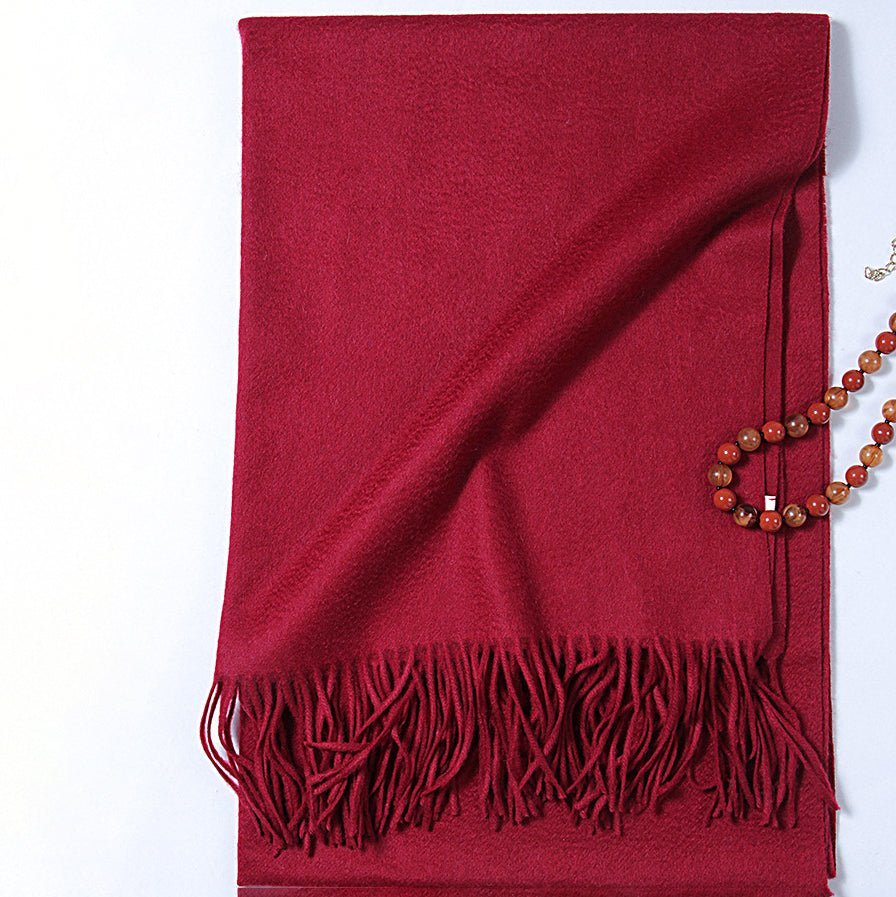 Womens Cashmere Shawl And Wraps Large Cashmere Scarf With Fringe Red - 4 XL