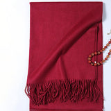 Womens Cashmere Shawl And Wraps Large Cashmere Scarf With Fringe Red - 4 XL