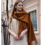 Womens Cashmere Shawl And Wraps Large Cashmere Scarf With Fringe Camel - 1 XL