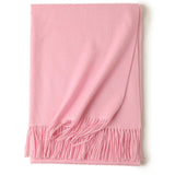 Womens Cashmere Shawl And Wraps Large Cashmere Scarf With Fringe Pink - 1 XL
