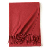 Womens Cashmere Shawl And Wraps Large Cashmere Scarf With Fringe Red - 2 XL