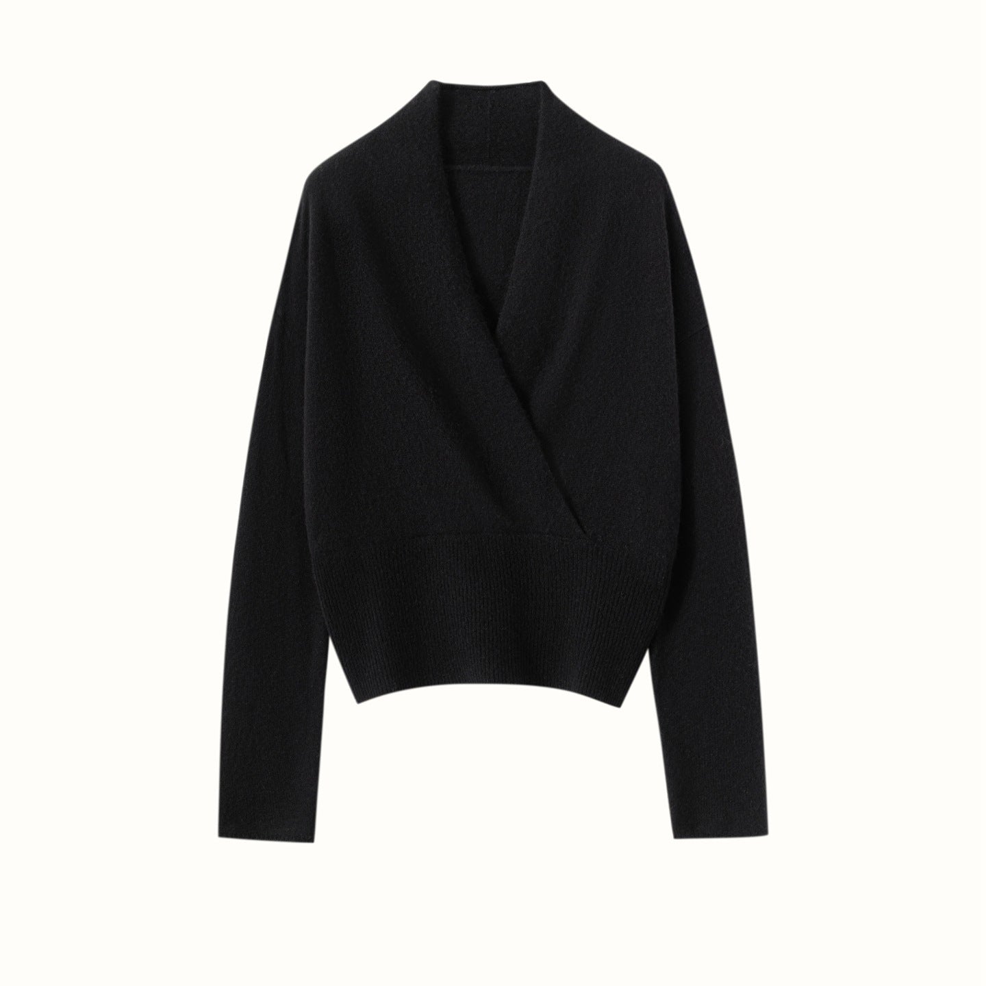 Womens Cashmere Sweater V Neck Cashmere Knit Pullover Cashmere Wrap Black XS
