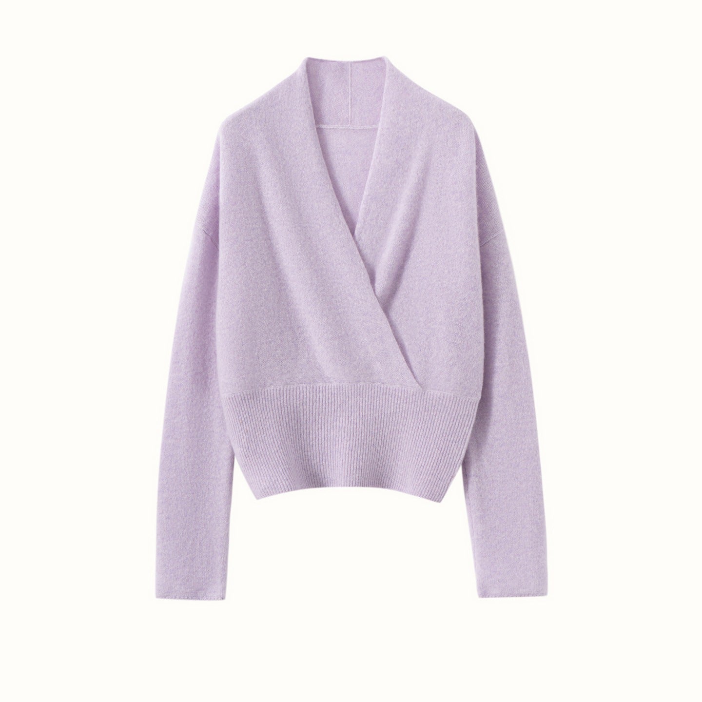 Womens Cashmere Sweater V Neck Cashmere Knit Pullover Cashmere Wrap Lavender XS