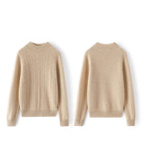 Women's Cashmere Sweater Warm Mock Neck Long Sleeve Cashmere Sweater Beige XS